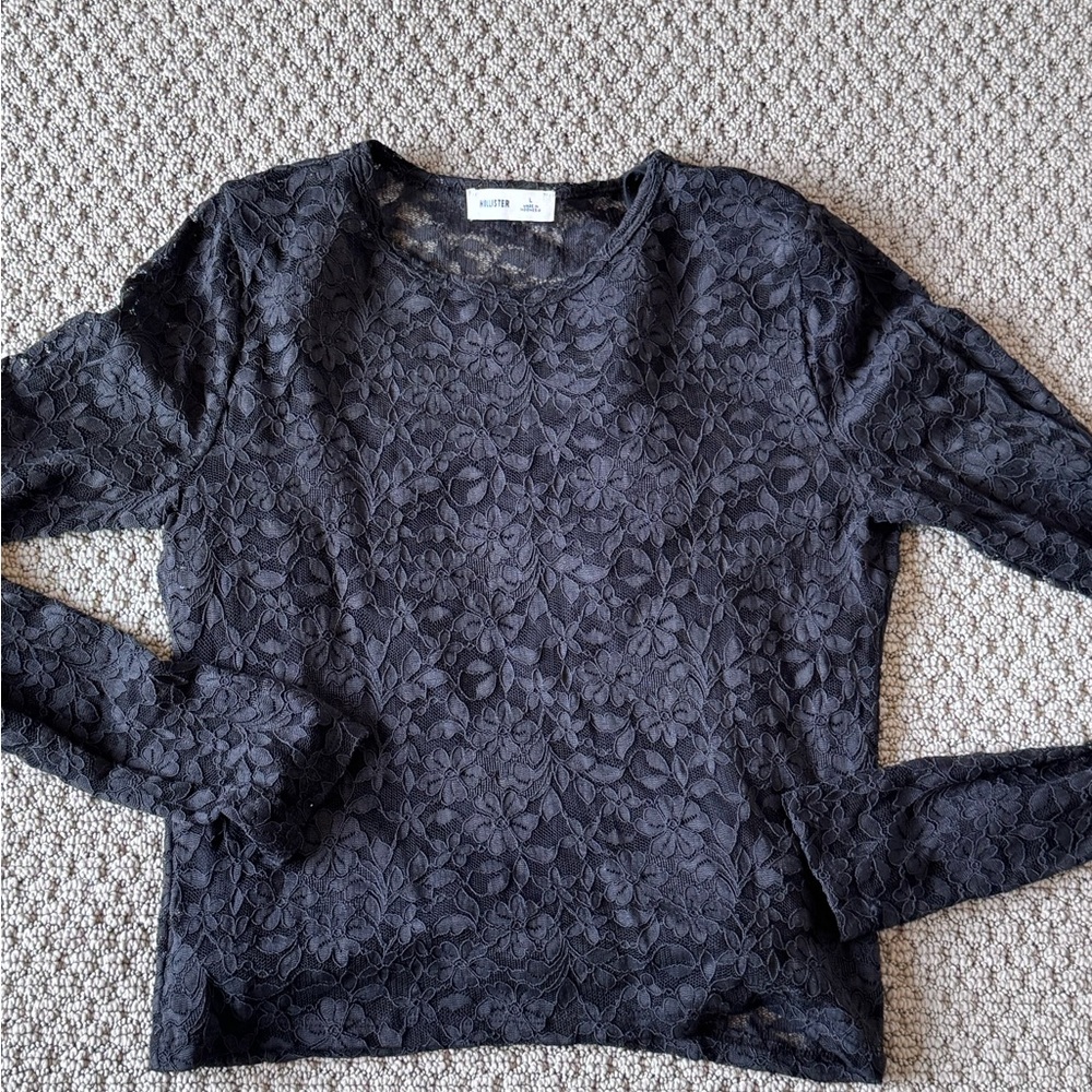 Hollister Black Lace Long-Sleeve Top